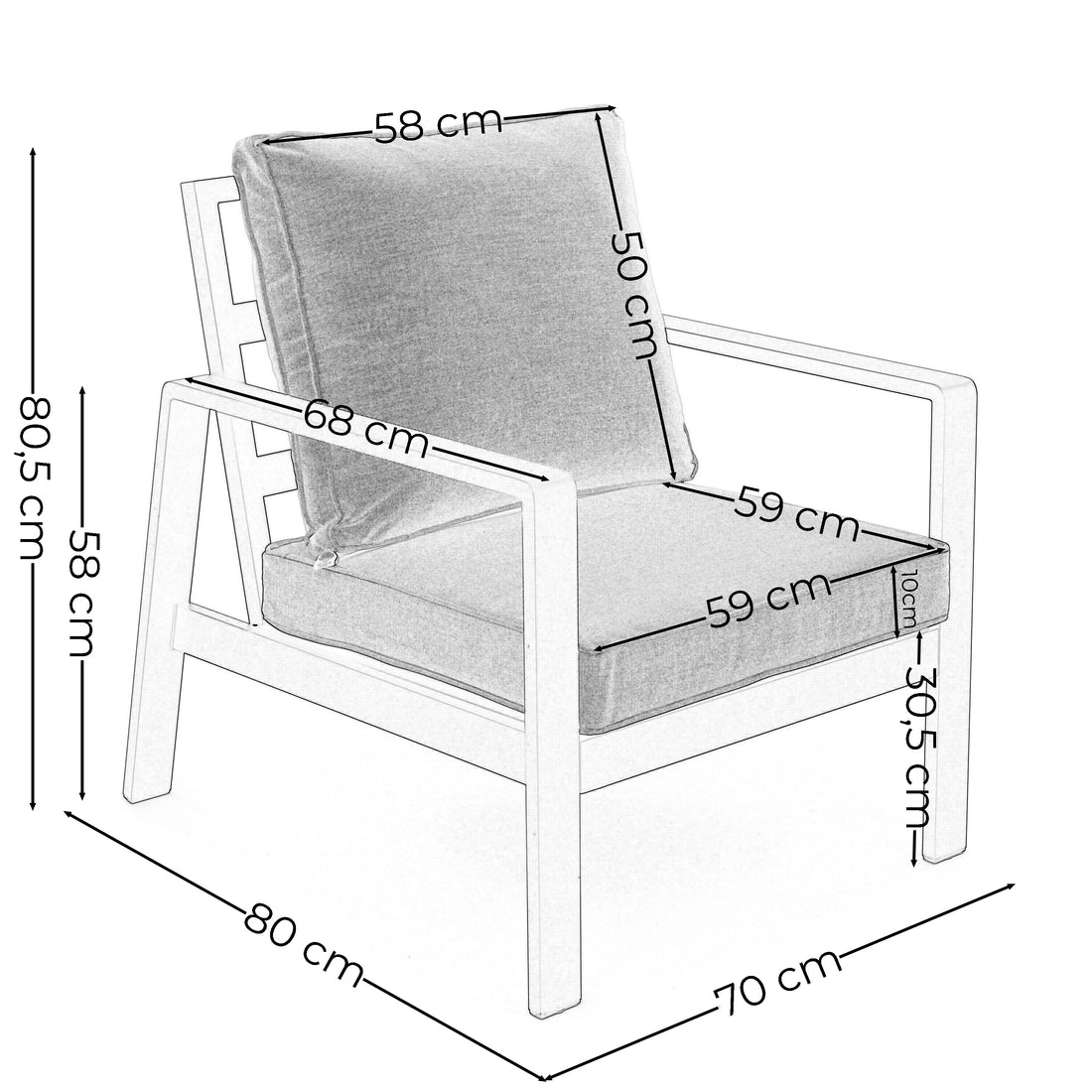 Aluminium Outdoor Lounge Chair – Weather-Resistant Woven Fabric