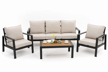 Aluminium Outdoor Lounge Chair – Weather-Resistant Woven Fabric